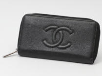 CHANEL (シャネル) ラウンドファスナー長財布 キャビアスキン