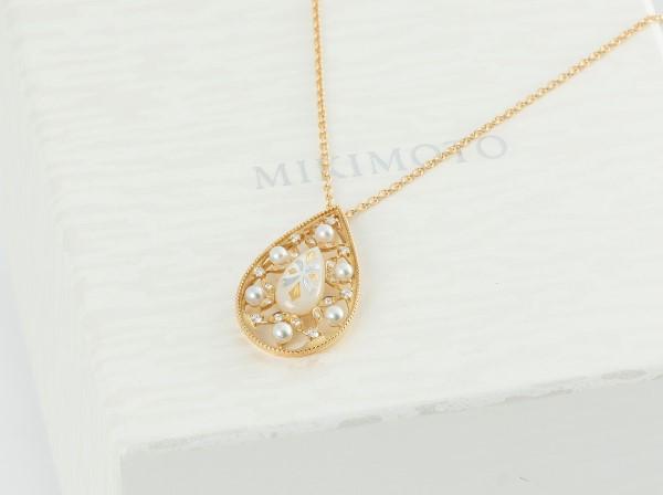 MIKIMOTO (ミキモト)ネックレス K18 パール ダイヤモンド 