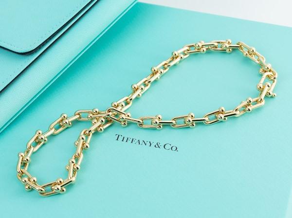 Tiffany & Co. (ティファニー) K18YG ハードウェア ミディアムリンクネックレス