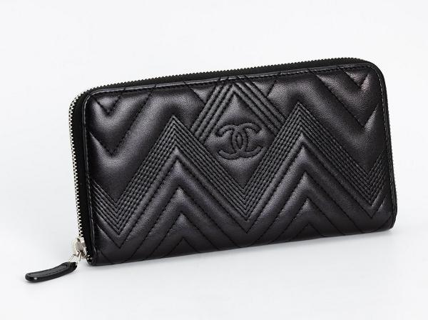 CHANEL (シャネル) ラウンドファスナー長財布 ラムスキン