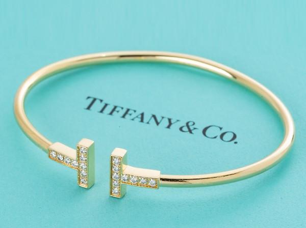 Tiffany & Co. (ティファニー) バングル750YG Tワイヤー ダイヤモンド 