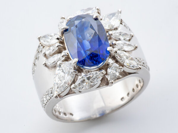 Pt900 サファイア ダイヤモンド リング