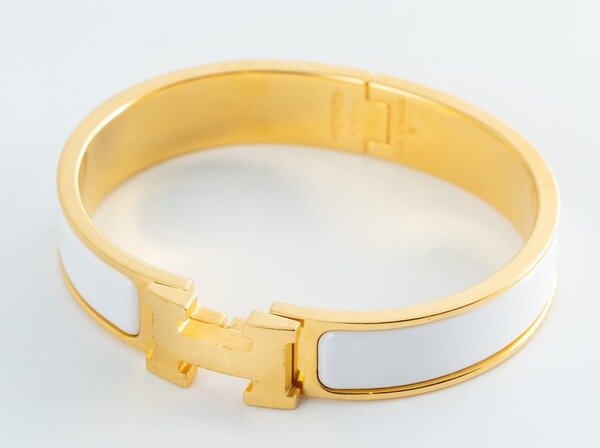 HERMES(エルメス)クリックH ブレスレット ホワイト×イエローゴールド