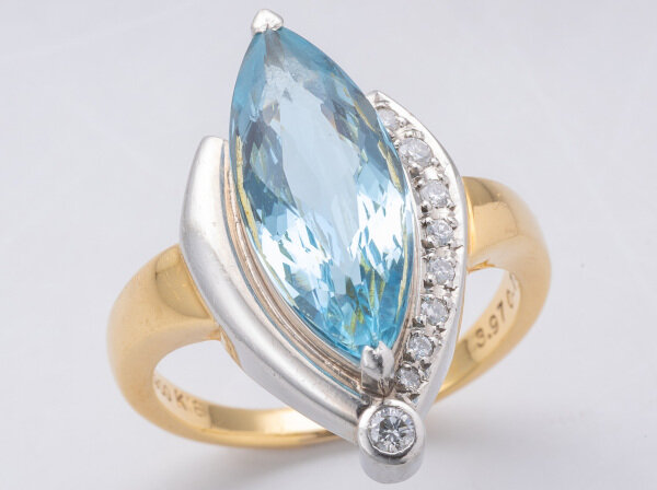 田崎真珠 K18ｘPt900 アクアマリン ダイヤモンド リング